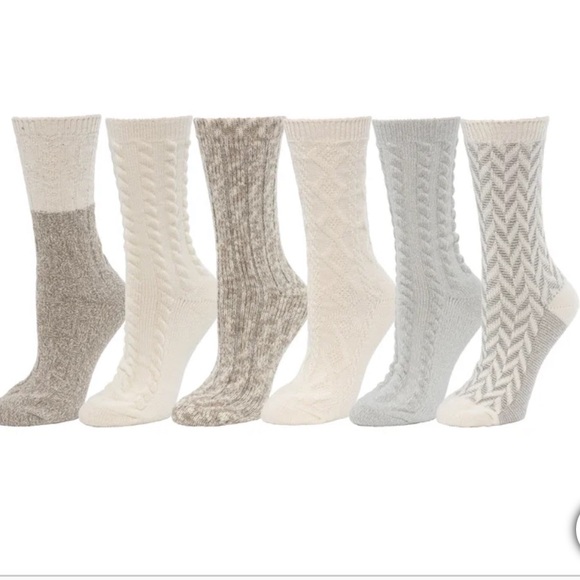 BearPaw Boot Socks Two 6 Packs Ivory and Black - Picture 8 of 11